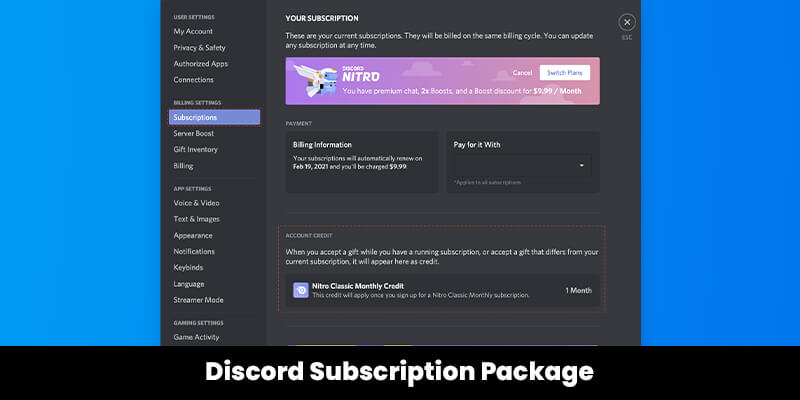 Discord Subscription Package