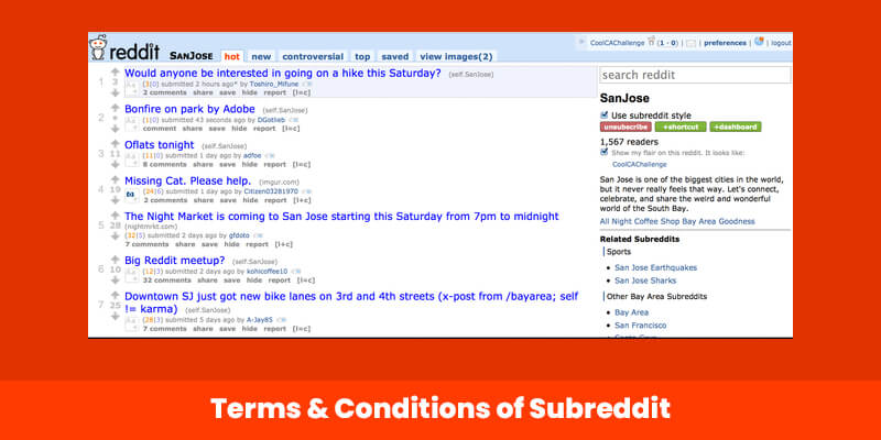 Terms & Conditions of Subreddit