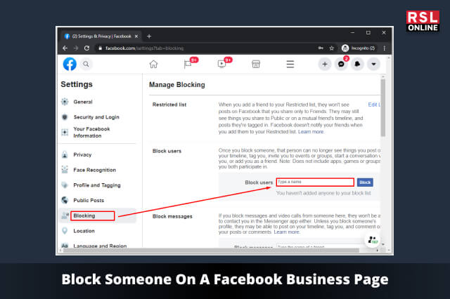 Block Someone FB Business Page