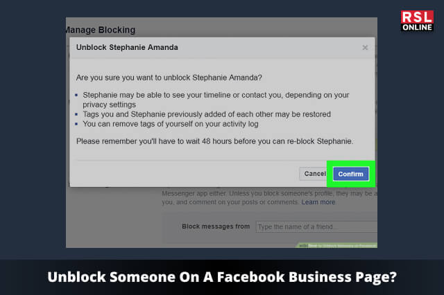 Разблокировать кого-то на бизнес-странице Facebook