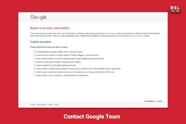 Contact Google Team