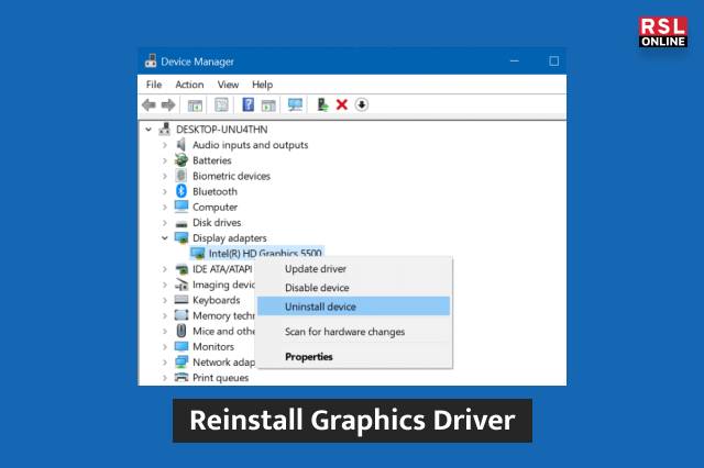 Reinstall Graphics Driver