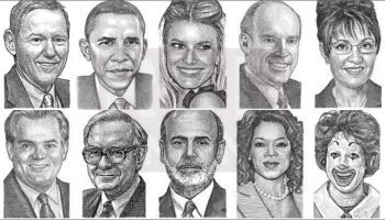 Which Newspaper Features Distinctive Portraits Called “Dot-Drawings” Instead Of Actual Photos?