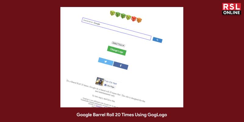 Google Barrel Roll 20 Times Using GogLogo