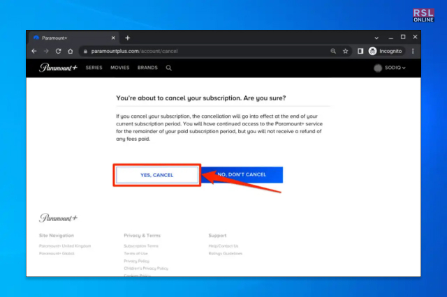 Cancel Paramount Plus Through Website