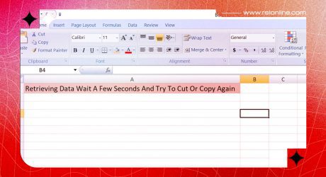 retrieving data. wait a few seconds and try to cut or copy again